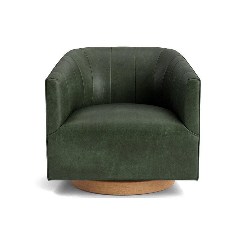 Cooper Upholstered Swivel Barrel Chair, Natural, Bedford - Evergreen