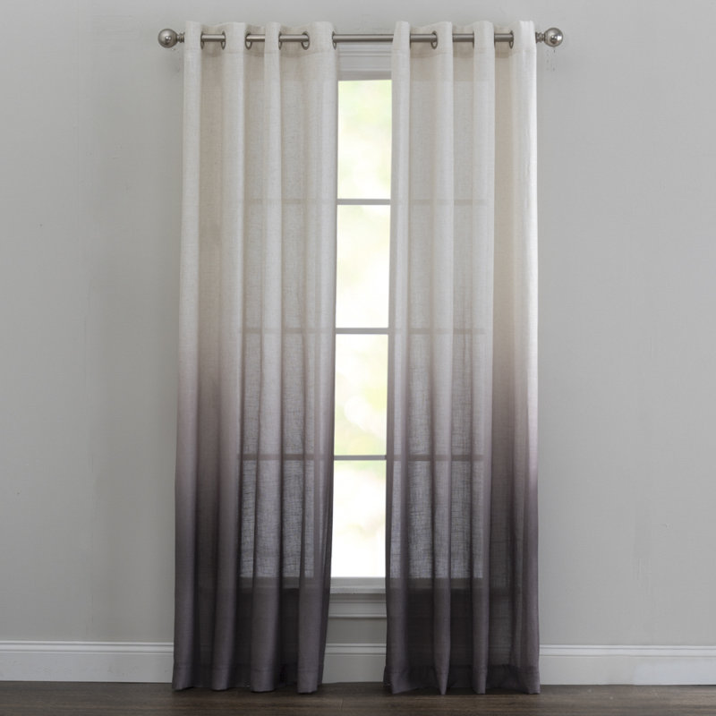 Celestino Polyester / Linen Light-Filtering Ombre Patterned Curtain Panel with Grommet Top , Taupe, 50" W x 84" L