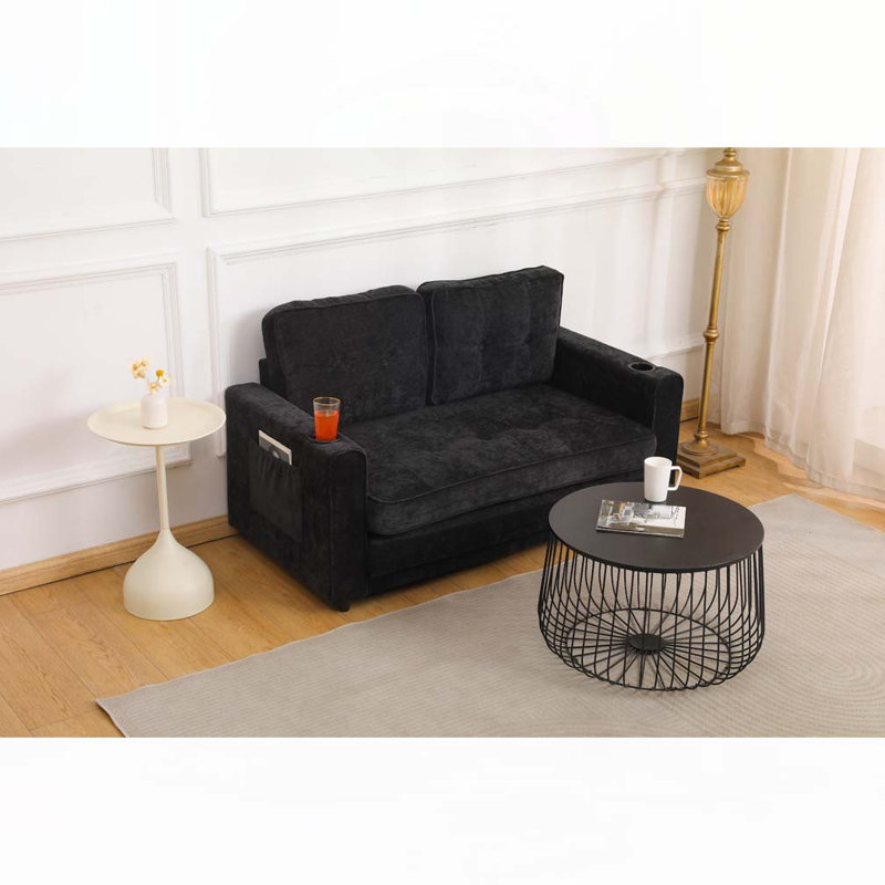 Canapé-lit convertible en futon, Noir
