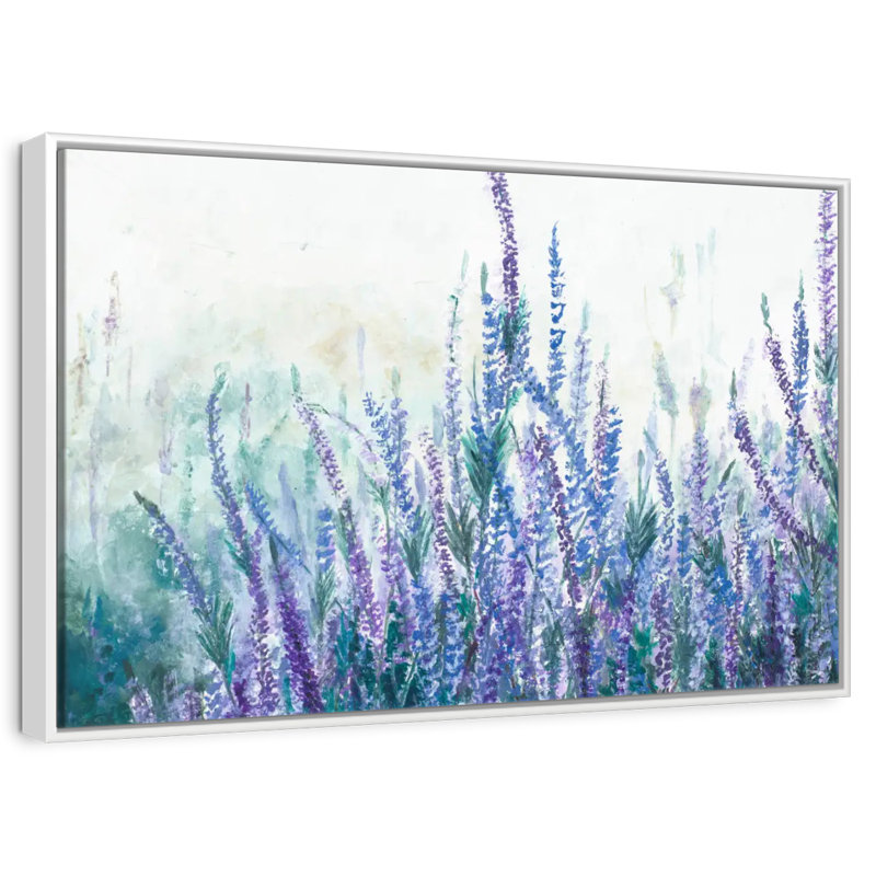Lavande jardin floral, Cadre flottant blanc, 31 po x 21 po