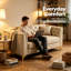 Causeuse modulaire en similicuir Chesterfield avec deux repose-pieds, beige / blanc-872526564