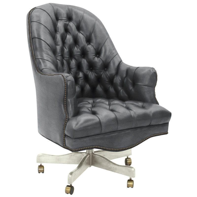 Leather Swivel Executive Chair, Hair Hide Brown/White, 109-08, Baroque French White