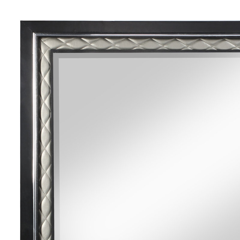 Roselyne Rectangle Mirror in Black and Silver