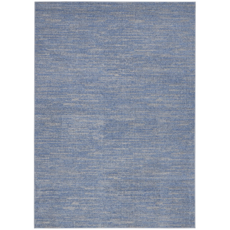 Tapis extérieur antidérapant rayé bleu et gris 5 pi x 7 pi