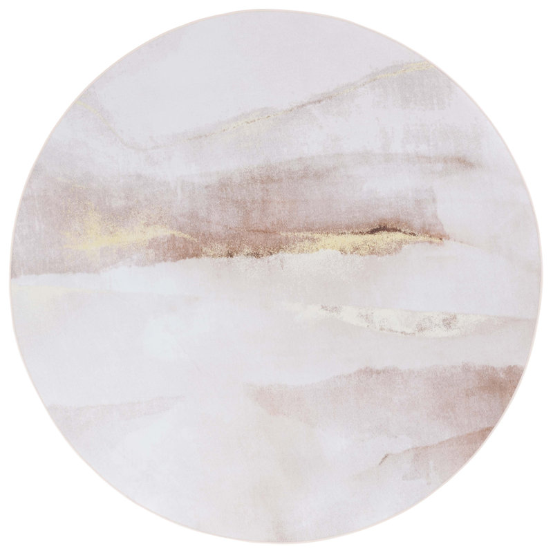 Jammel Tacoma Performance Machine Washable Abstract Rug, Round 6'