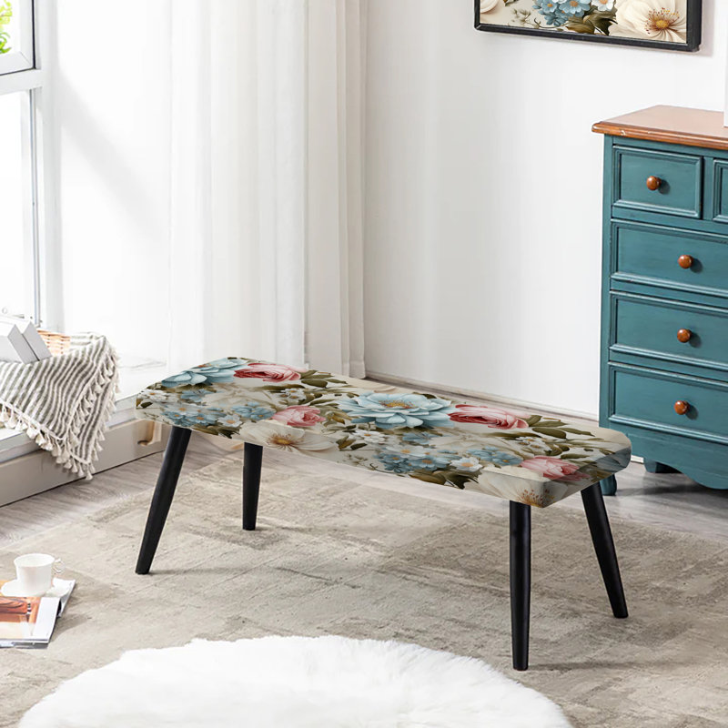 Banc rembourré noir Antique Pastels Boho Accents II