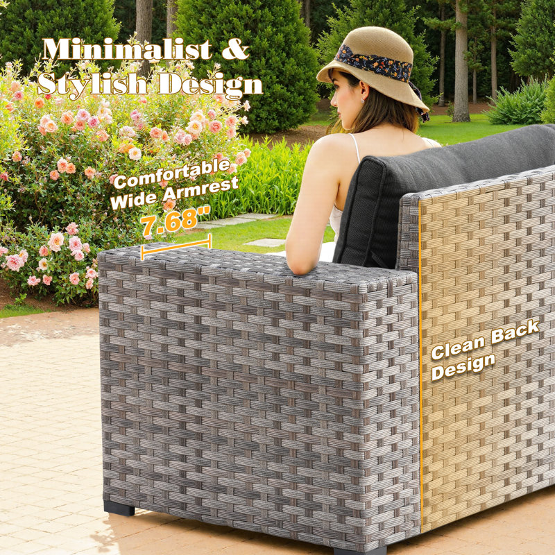 Bobia 5 - Person Modular Patio Conversation Set with Cushions, Black