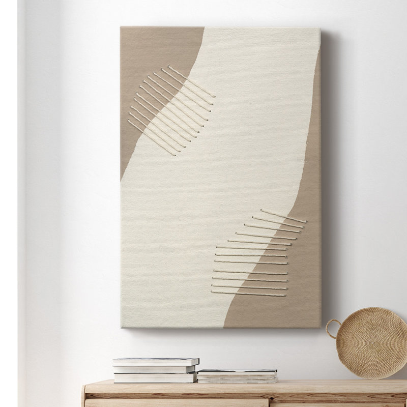 Neutral Stitches II - Wrapped Canvas Painting, 18" H x 12" W x 1" D