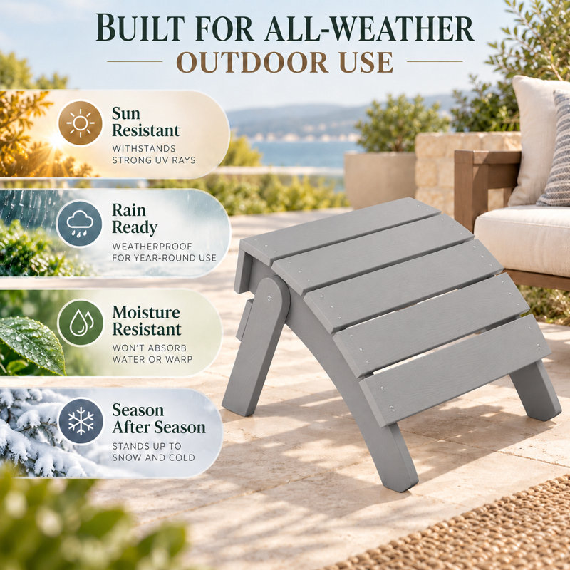 Repose-pieds Hiir Adirondack, repose-pieds pliable extérieur en plastique Adirondack , Gris