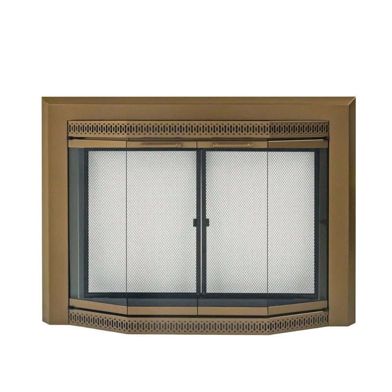 Portes de foyer pliantes en acier Mikole, Laiton héritage, H 31 po x l 44,5 po x P 4,75 po