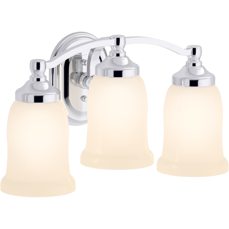 KOHLER Bancroft 3 Light Polished Nickel Indoor Bathroom Vanity Light Fixture, Position Facing Up or Down, UL Listed