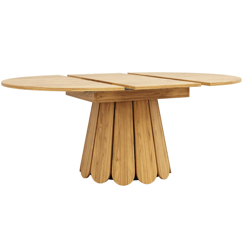 Extendable Round Dining Table, Natural