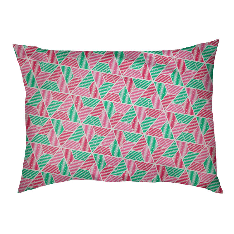 Coussin pour chien Byrge Trapezoids, Très grand (l 50 po x P 40 po x H 42 po), Vert / Rose / Rouge