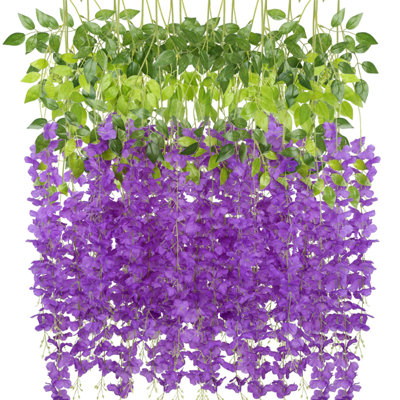 12 Pack 3.6Ft Wisteria Hanging Flowers Bulk Artificial Wisteria Vine Ratta Hanging Garland Silk Flowers String Party Wedding Home Decor