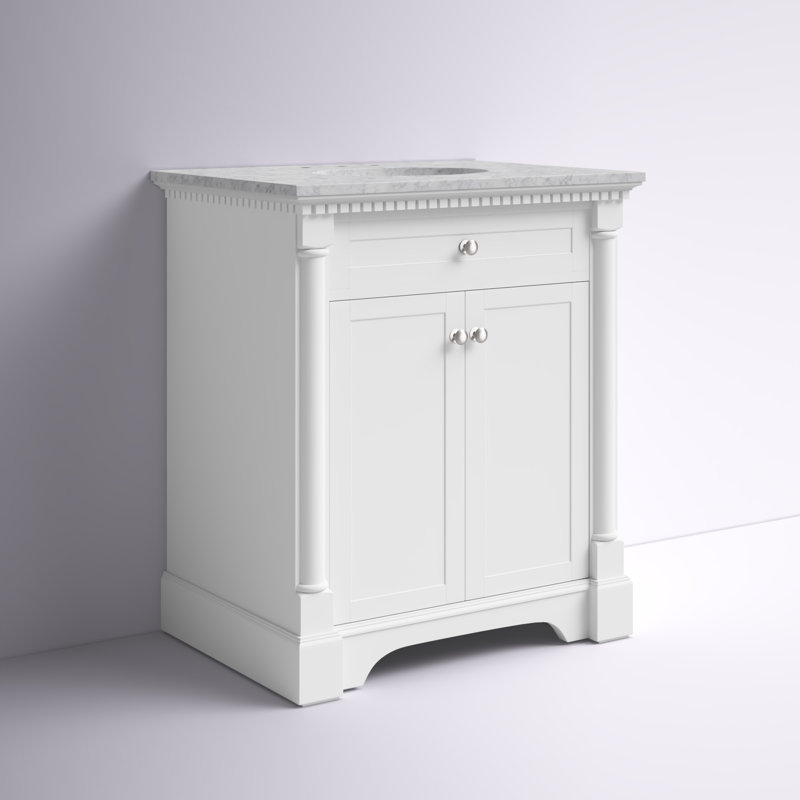 30'' Single Bathroom Vanity with Marble Top, White