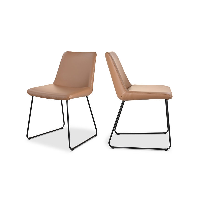 Villa Leather Dining Chair, Brown Genuine Leather