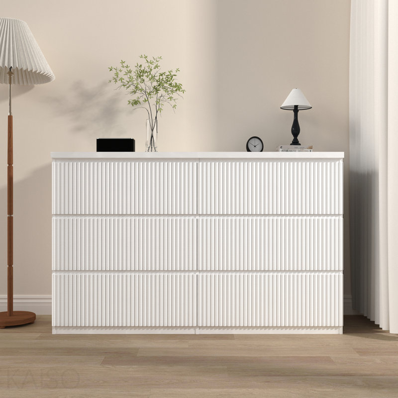 Commode 6 tiroirs Modern White, Blanc