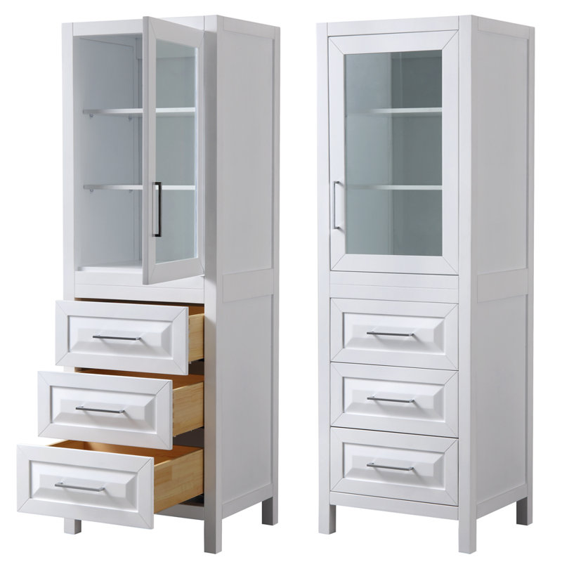 Daria Linen Cabinet, White/Chrome