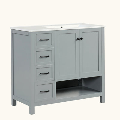 Armoire de salle de bain avec deux portes et deux tiroirs