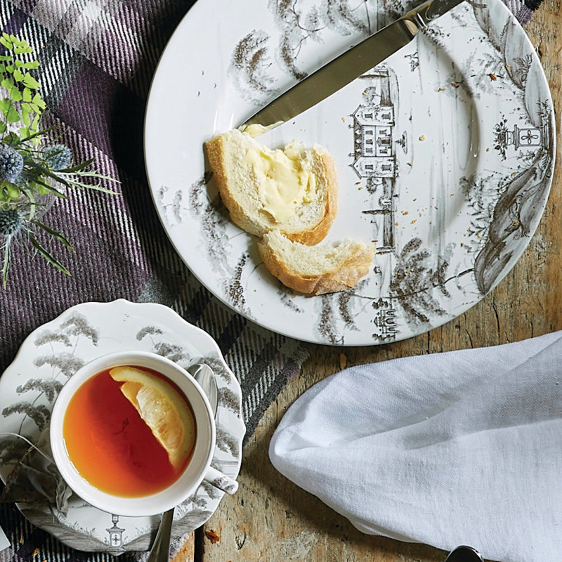 Country Estate Saucer, Flint Gray/White