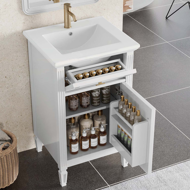 Meuble-lavabo charmant pour petite salle de bain, Blanc