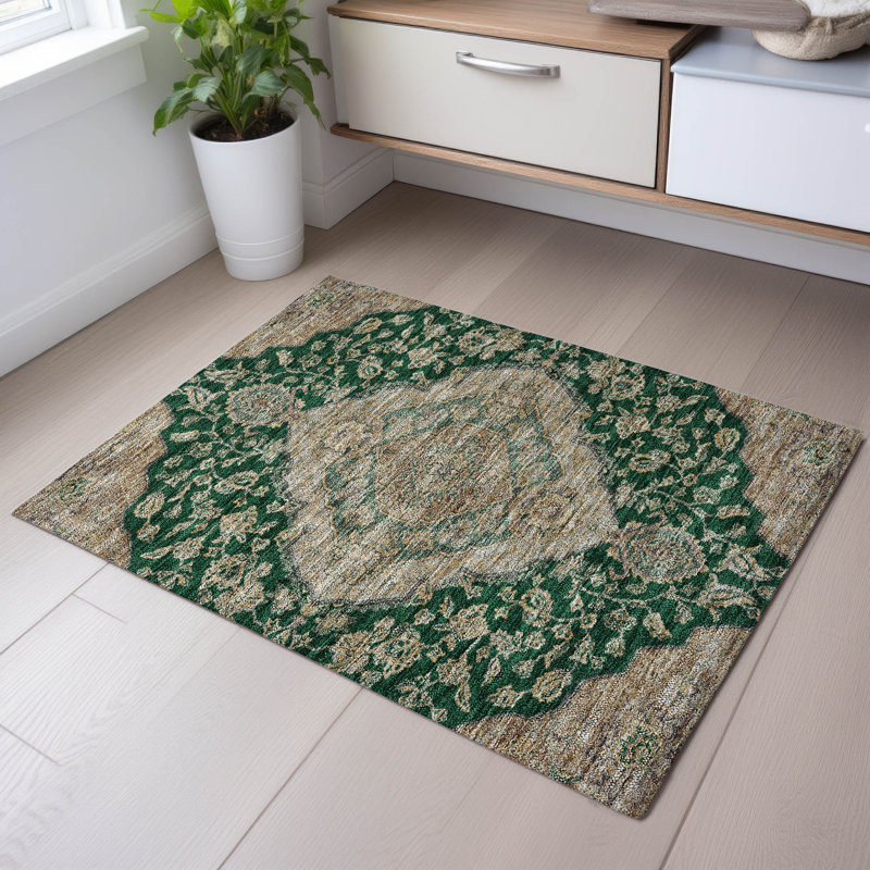 Premium Machine Washable Gurubaksh AMF1151 Global Rug, Rectangle 1'8" x 2'6"