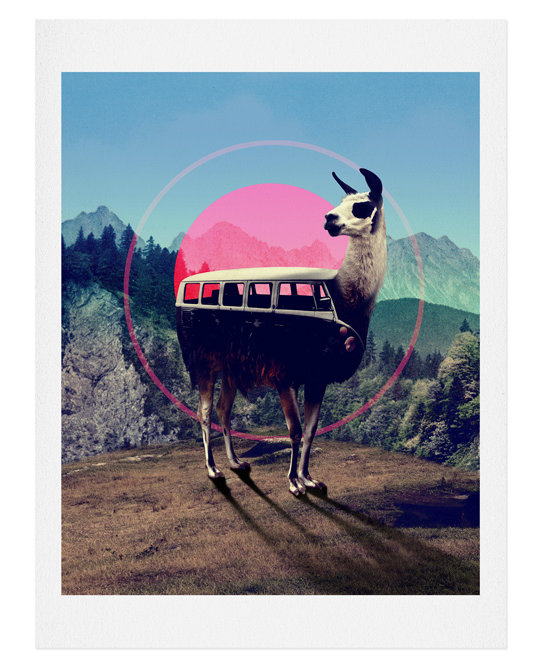 Llama van, impression, H 24 po x l 18 po x P 0,13 po