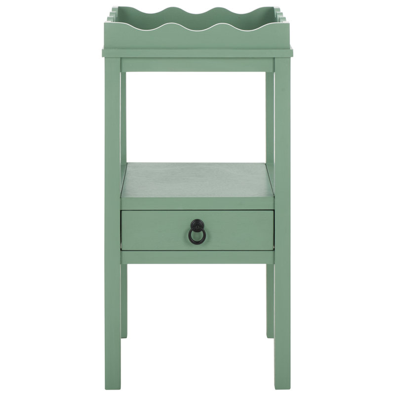 1-Drawer Accent Table with Scalloped Edges, Sage