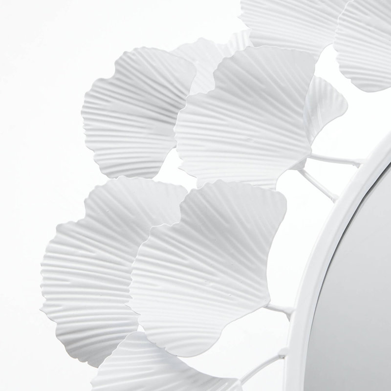 Miroir mural rond 30,5 po Gingko, White