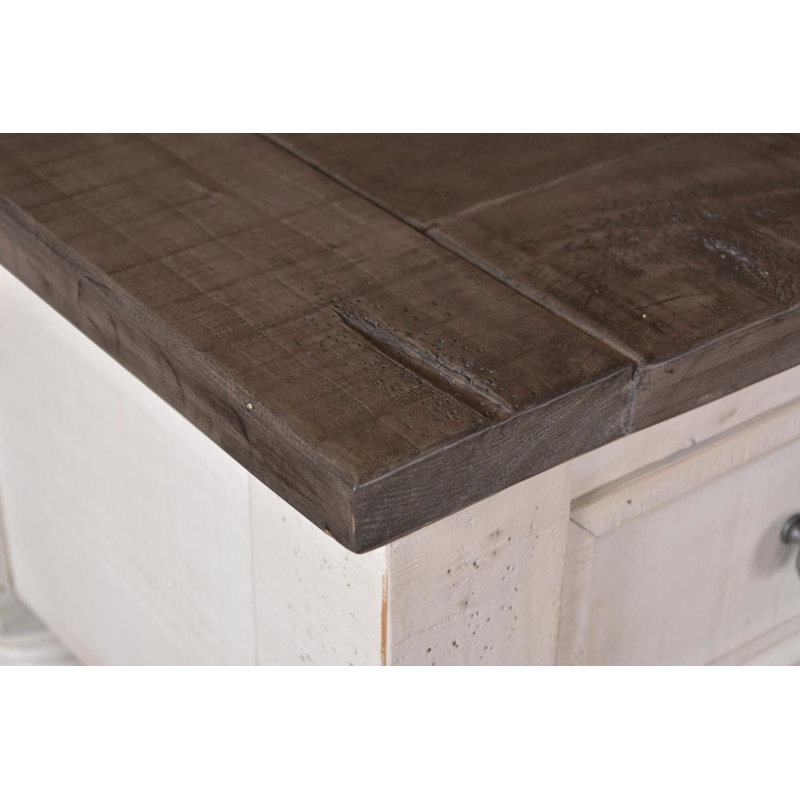 Cottage Charm Rustic Brown 60" Console with Glass Cabinet & Open Shelves
