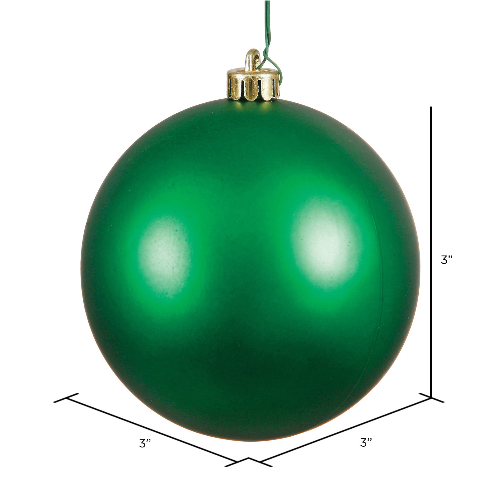 Shatterproof Bauble, 3" H x 3" W x 3" D, Green
