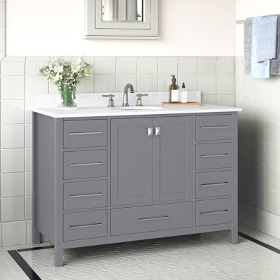 Irene 48'' Single Bathroom Vanity with Engineered Marble Top