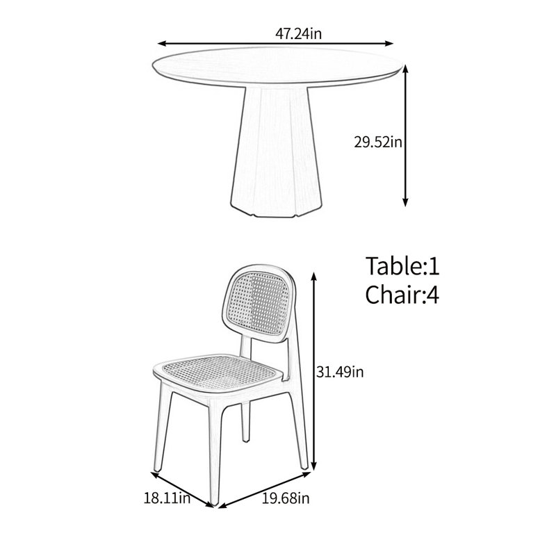 Ensemble de table Creative en bois massif