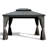 10' X 12' Hardtop Gazebo, Upgraded Metal Gazebo With Drainage System, Dual-Layer Galvanized Steel Roof, Curtain And Netting, Outdoor Shelter Canopy For Patio, Garden, And Backyard, Grey-123203366-123203359