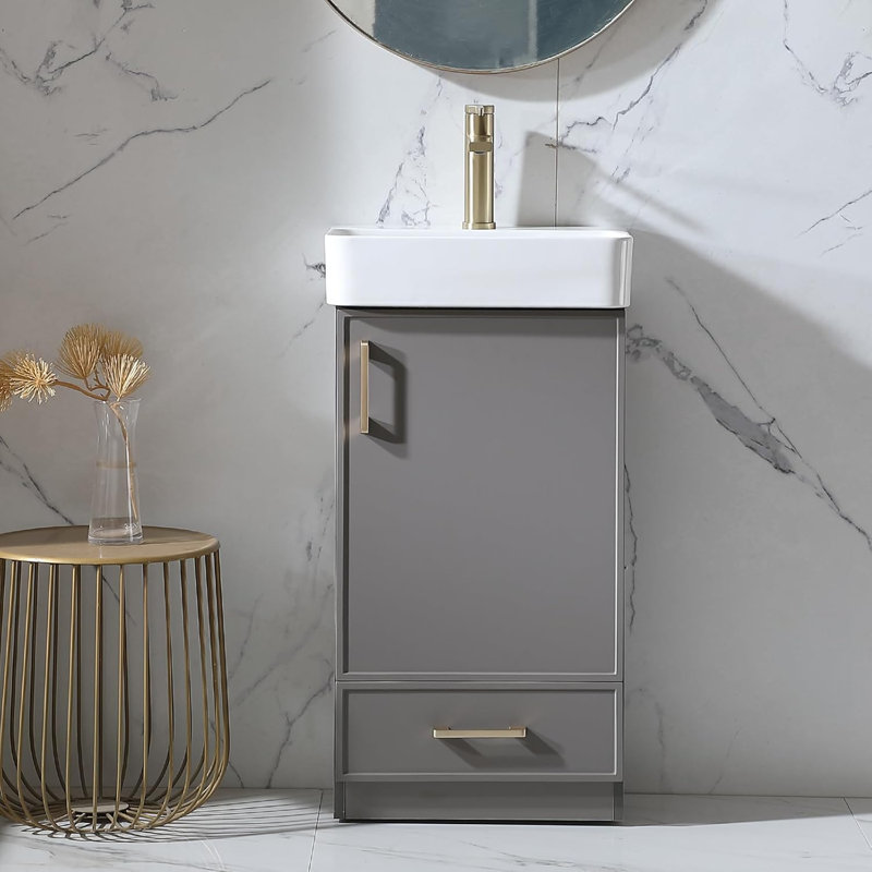 Ensemble de meuble-lavabo simple autoportant 18 po Arbutus, Gris foncé