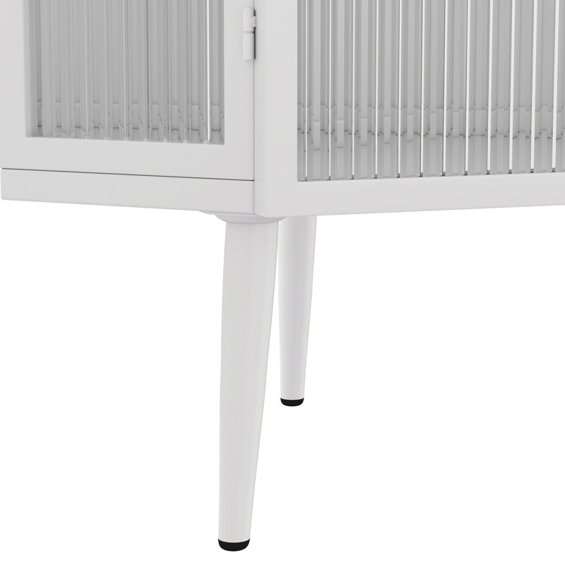 Armoire de plancher en verre trempé 22,76 po - blanc, pour chambre à coucher, salle de bain, salon, 3 armoires blanches pratiques et élégantes, portes, robustesse moderne