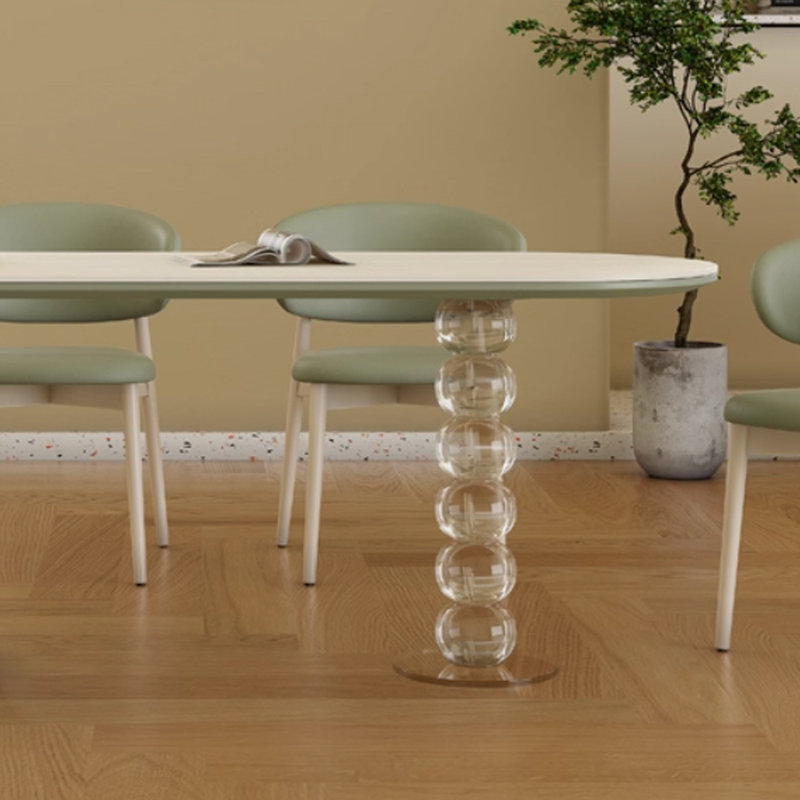 Table de salle à manger moderne, innovante et esthétique, Vert/transparent, H 29,52 po x L 62,99 po x l 31,49 po