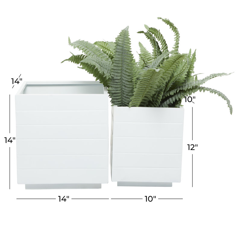 Ensemble de boîtes à fleurs 2 pièces, Blanc, H 14,5 po x l 13,7 po x P 13,75 po