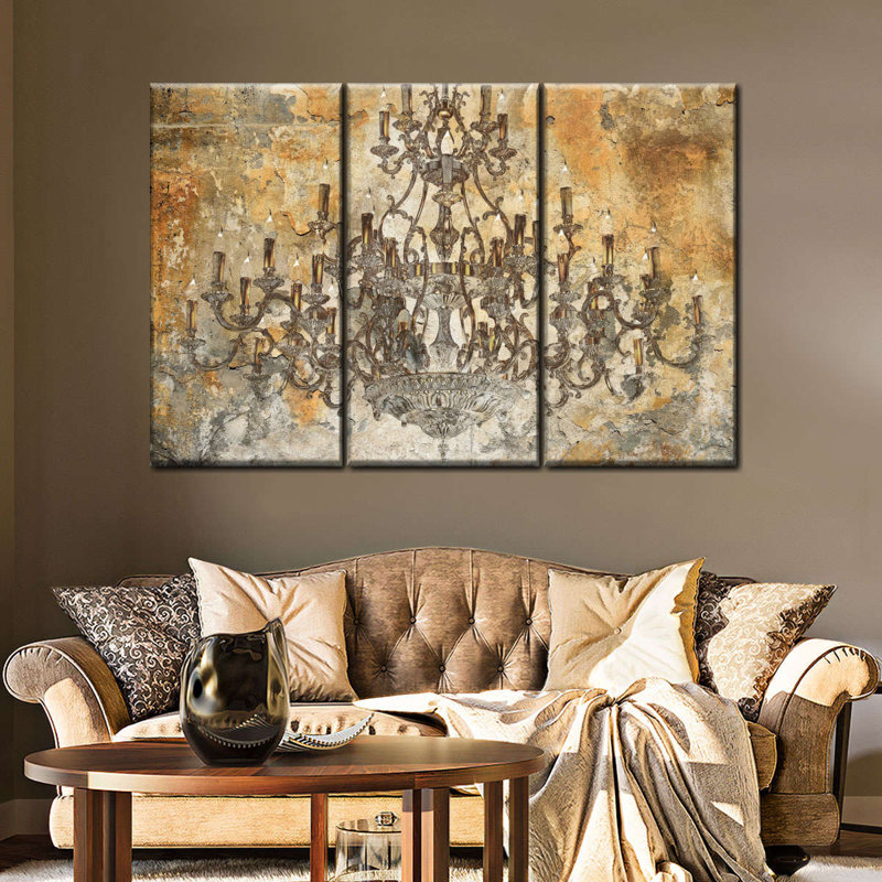 Ensemble de 3 lustres sur toile Classy, H 24 po x l 38 po x P 1,25 po
