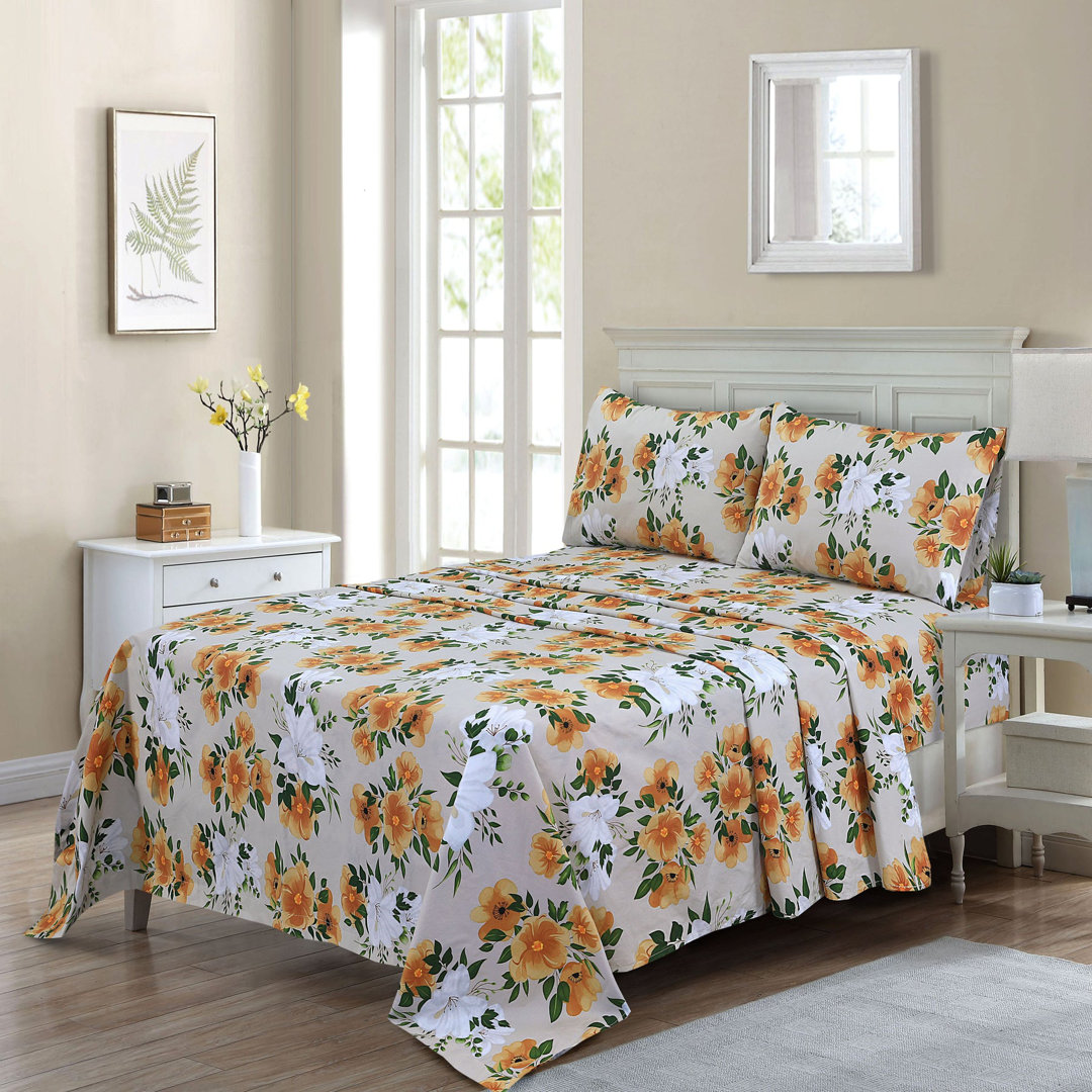 Beardstown 300 Thread Count 100% Cotton Percale Sheet Set Shuda 