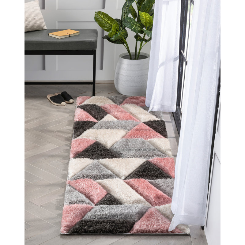 Tapis à poils longs texturé épais et doux Cobina Holland, Tapis de couloir 2 pi 3 po x 7 pi 3 po