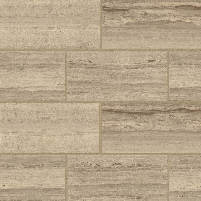Classic 2.0 12 in. x 24 in. Glazed Porcelain Tile, Travertino Chiaro