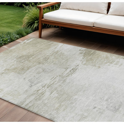 Tapis extérieur lavable abstrait 10 pi x 14 pi beige