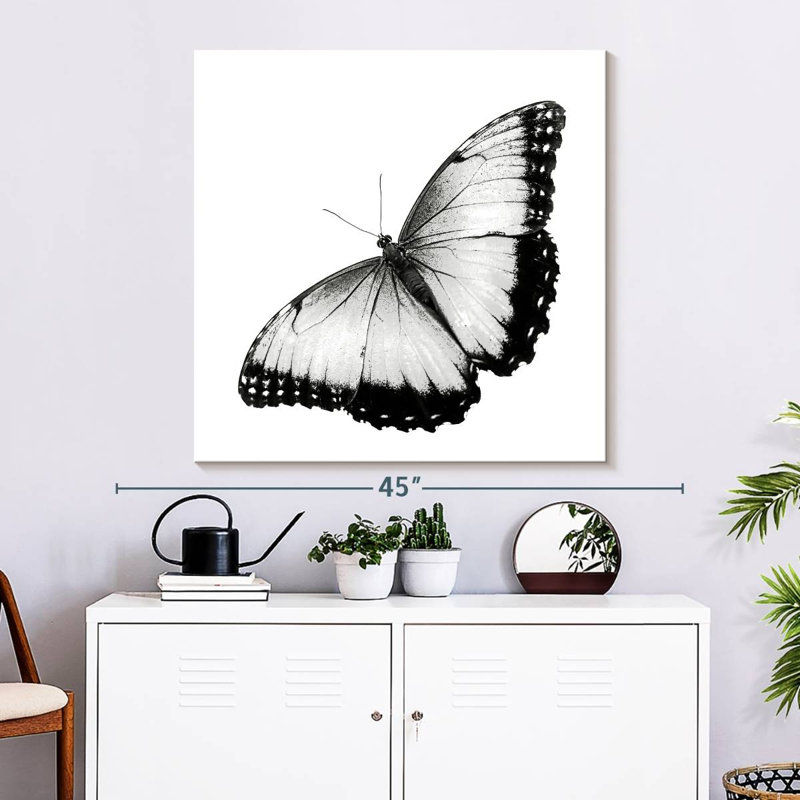 " Monochromatic Butterfly " by Emma P, 33" H x 33" W x 1.25" D