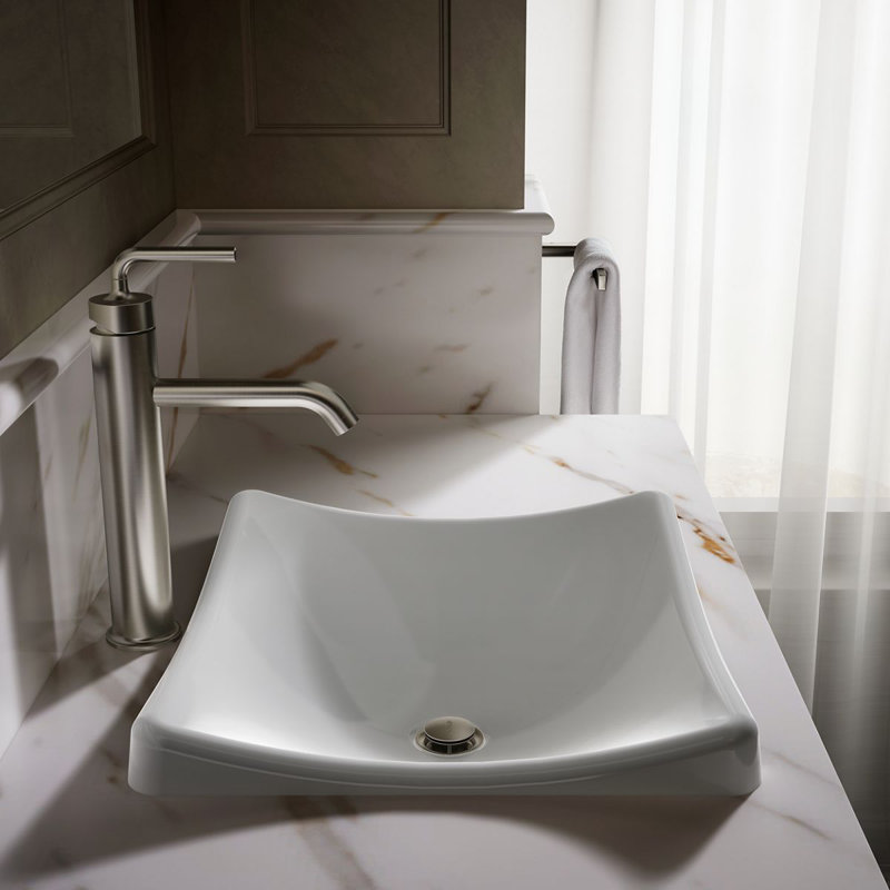DemiLav Metal Specialty Vessel Bathroom Sink, White