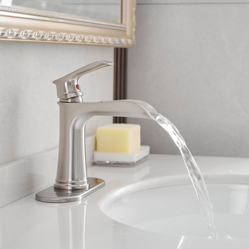 Waterfall Single-Hole Single-Handle Bathroom Faucet, Brushed Nickel