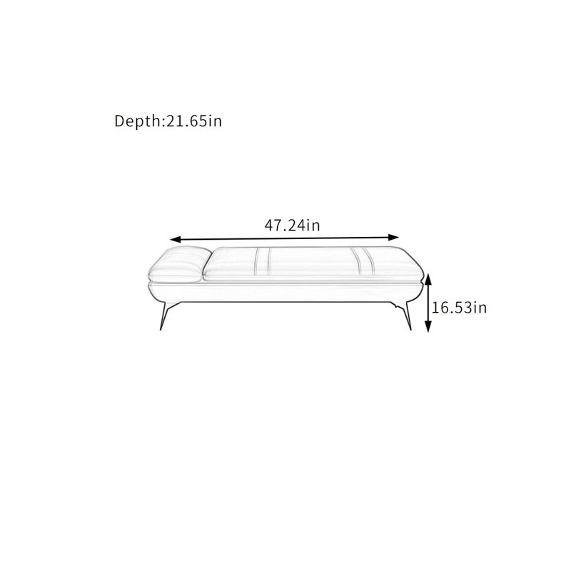 Banc rembourré Netram, H 16,53 po x l 47,24 po x P 19,68 po, Gris foncé