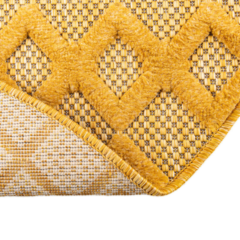 Tapis intérieur / extérieur jaune Gritton, Rond 5 pi 3 po