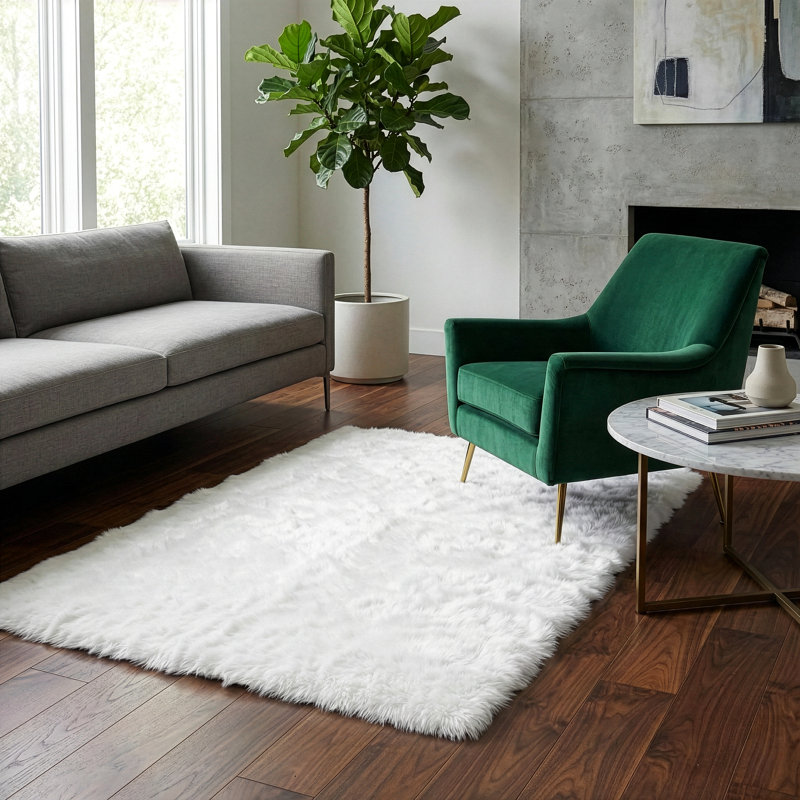 Tapis blanc tissé à la machine Malissie, Rectangle 3 pi x 4 pi 10 po