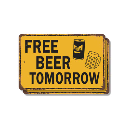 Enseigne de bière Free Free Demain (paquet de 2) 8 po x 12 po